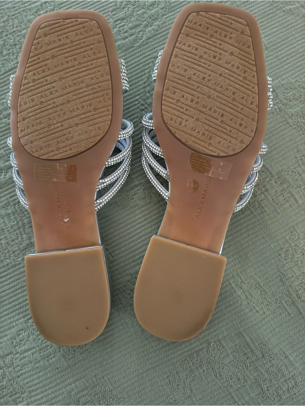 Alex Marie Silver Rhinestone Knot Slide Sandals - Picture 3 of 5